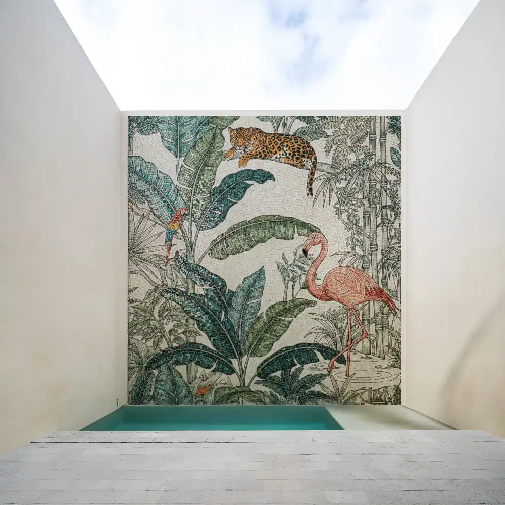 Emerald Wildlife Mosaic Wall